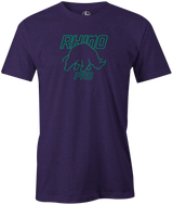 rhino pro bowling tee shirt retro vintage tees bowling bowlers purple teal parker amleto urethane hook resin reactive