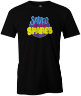 It's never been more true...Spares are KEY. Your game will be Saved By The Spares! Saved By the Bell tshirt tee t-shirt. Zack Morris, Kelly Kapowski, AC Slater, Screech Powers, Lisa Turtle, Jesse Spano, Mr. Belding. Bowling League Night Spares Strikes gutter friends family bowler funny novelty tv television 80s 90s teen. black