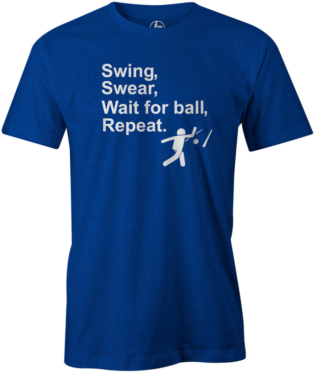 We have a very simple formula for life: Swing, Swear, Wait for Ball, Repeat! Bowling, Tshirt, gift, funny, free, novelty, golf, shirt, tshirt, tee, shirt, pba, pwba, pro bowling, league bowling, league night, strike, spare, gutter, blue