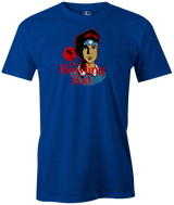 The Bowling Kid Men's bowling shirt, blue, tee, tee-shirt, tees, t-shirt, cool, the karate kid, movies and television, pop culture, vintage, league bowling team shirt, free shipping, discount, cheap, coupon, merch, apparel.