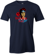 The Bowling Kid Men's bowling shirt, Navy, tee, tee-shirt, tees, t-shirt, cool, the karate kid, movies and television, pop culture, vintage, league bowling team shirt, free shipping, discount, cheap, coupon, merch, apparel.