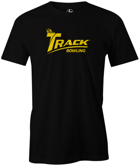 Rep the tech brand you all know and love with this "Track" classic logo tee. This is the perfect gift for any long time Track fan or avid bowler! Grab this awesome tee and rep the team!  Tshirt, tee, tee-shirt, tee shirt, Pro shop. League bowling team shirt. PBA. PWBA. USBC. Junior Gold. Youth bowling. Tournament t-shirt. Men's. track bowling. track. bowling ball. bowling ball brand. logo. track logo. 