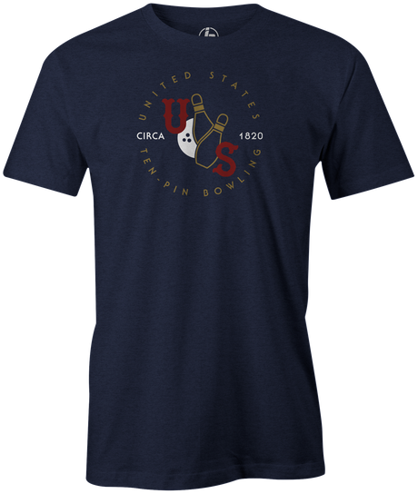 70 million people in the United States love bowling... United States Ten Pin Bowling est 1820! ! Join the elite club of bowlers in America. Patriotic bowling shirt. Bowling tee, tee-shirt, tshirt, t-shirt. USA. Bowling league shirt. Team bowling shirt. Navy