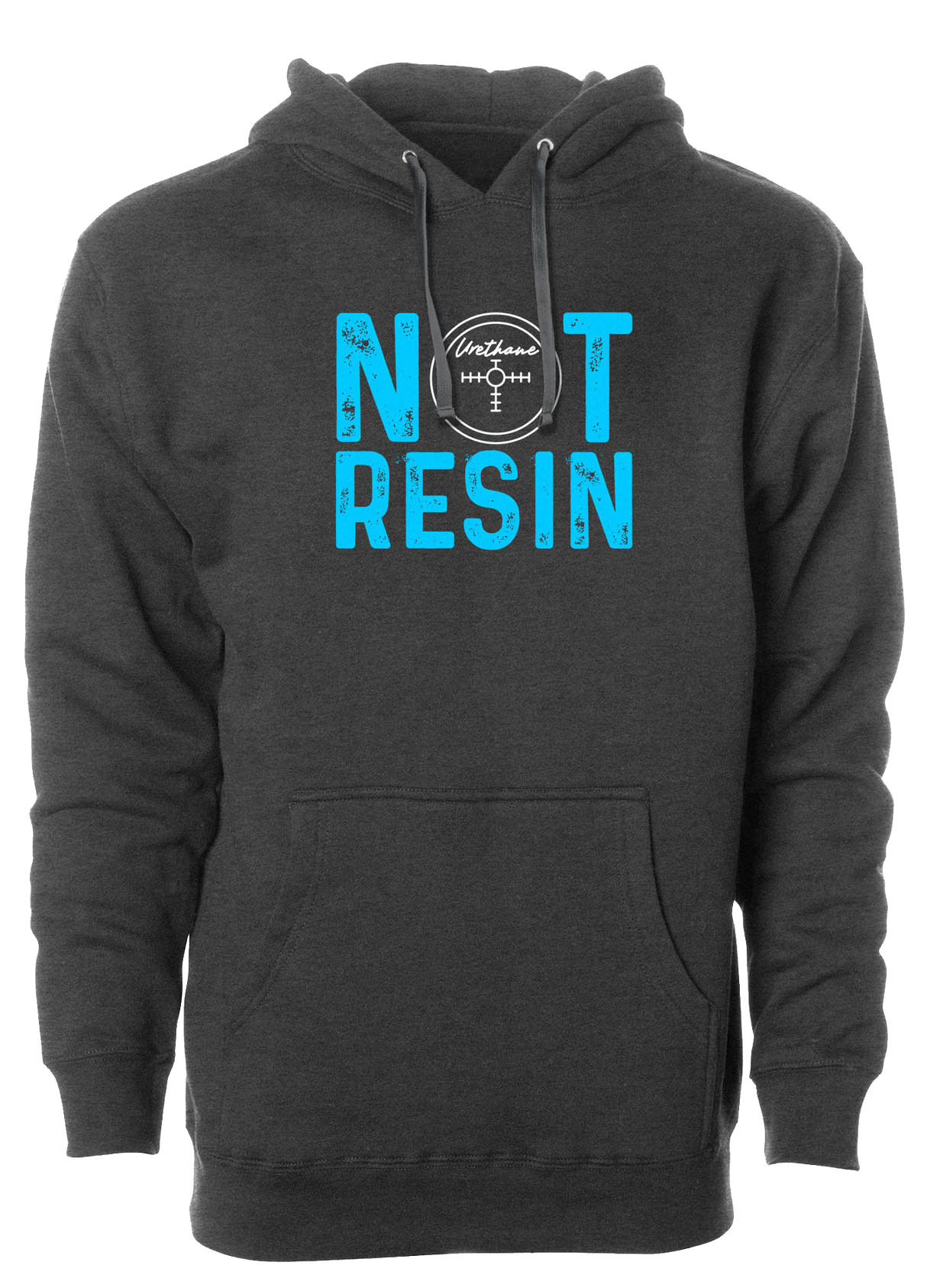 The 80's featured the birth of urethane bowling balls. Remember the Black, Blue, Purple, and Pink Hammers? Flash forward to now, and urethane is back. Support this movement with our "Not Resin" Hoodie! Hooded Sweatshirt Tshirt, tee, tee-shirt, tee shirt, Pro shop. League bowling team shirt. PBA. PWBA. USBC. Junior Gold. Youth bowling. Tournament t-shirt. Men's. Bowling ball. urethane. old school. 