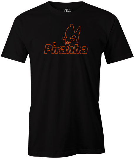 The perfect t-shirt for you if you loved the Columbia 300 Piranha bowling ball! This is the perfect gift for any Columbia 300 fan or avid bowler! Hit the lanes and be ferocious! Orange and black Tshirt, tee, tee-shirt, tee shirt, Pro shop. League bowling team shirt. PBA. PWBA. USBC. Junior Gold. Youth bowling. Tournament t-shirt. Men's. Bowling ball. Saber.