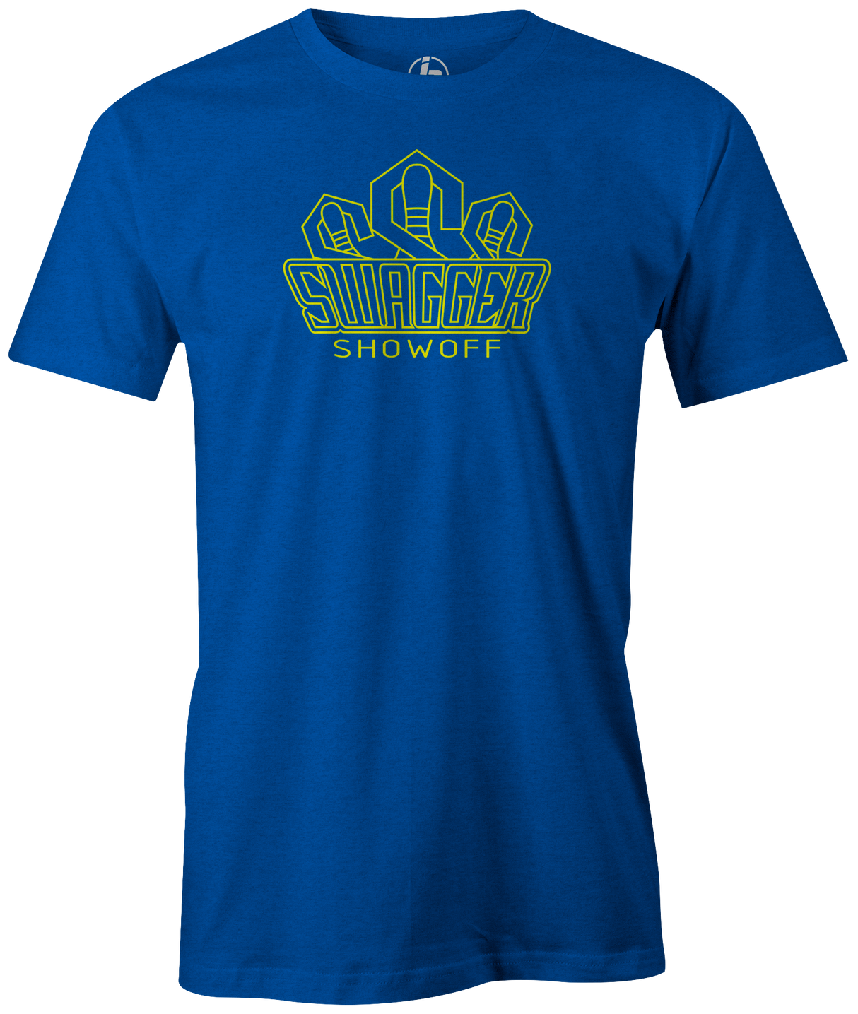 Swagger Showoff by Swag Bowling. Swag Bowling Classic Logo T-shirt. This shirt is perfect for bowling practice, leagues or weekend tournaments. Men's T-Shirt, bowling ball, tee, tee shirt, tee-shirt, t shirt, t-shirt, tees, league, tournament shirt, PBA, PWBA, USBC. Charcoal, Black, Purple, Red