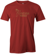 The Track Tundra Fire nameplate is one of the most famous in Track's history. The Track Tundra Fire bowling ball is back and better than ever. Celebrate the re-launch with this tee shirt. Tshirt, tee, tee-shirt, tee shirt, Pro shop. League bowling team shirt. PBA. PWBA. USBC. Junior Gold. Youth bowling. Tournament t-shirt. Men's. Track bowling. bowling. bowling ball. 