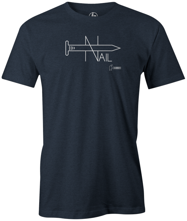 Did you love the Nail? Re-live this iconic ball with this Hammer Nail T-shirt! Hit the lanes with this cool retro t-shirt to show everyone how big of a bowling fan you are! Tshirt, tee, tee-shirt, tee shirt, teeshirt, shirt. League bowling team shirt. Old school. Men's. 