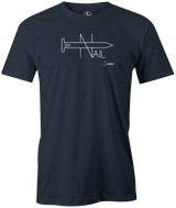Did you love the Nail? Re-live this iconic ball with this Hammer Nail T-shirt! Hit the lanes with this cool retro t-shirt to show everyone how big of a bowling fan you are! Tshirt, tee, tee-shirt, tee shirt, teeshirt, shirt. League bowling team shirt. Old school. Men's. 