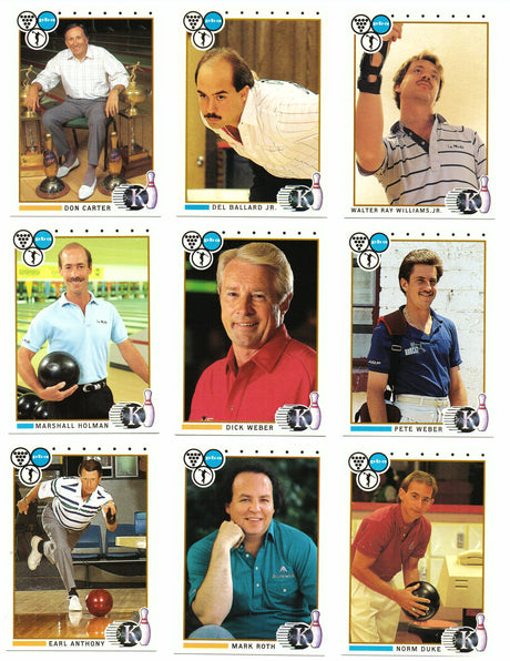 pro bowling bowlers pba tour 1990 pba bowling cards complete set rookie cards rc earl anthony pete dick weber roth holman collectors item kingpin kingpins